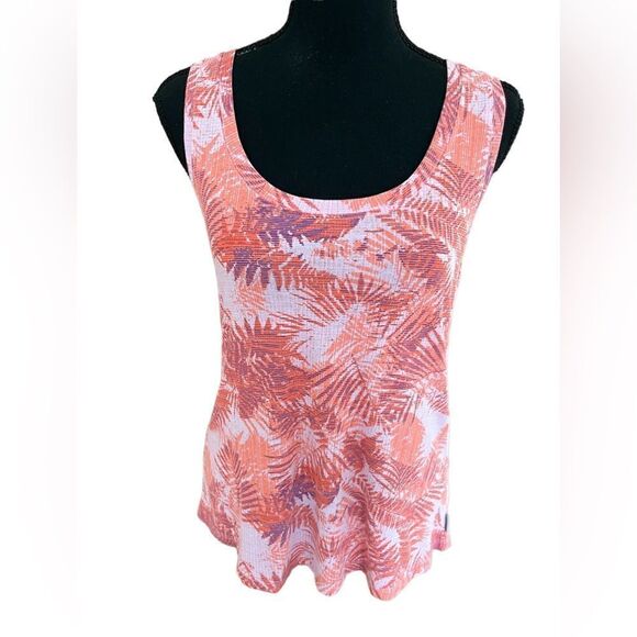 Eddie Bauer Womens Myriad Leaf Print Sleeveless Tank Too Pink Purple Sz S - Picture 2 of 6